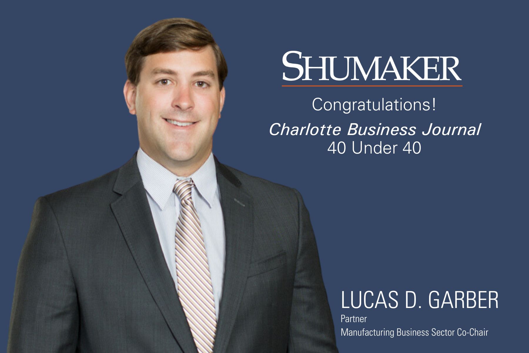 Lucas D. Garber Recognized as a Rising Star by the Charlotte Business Journal