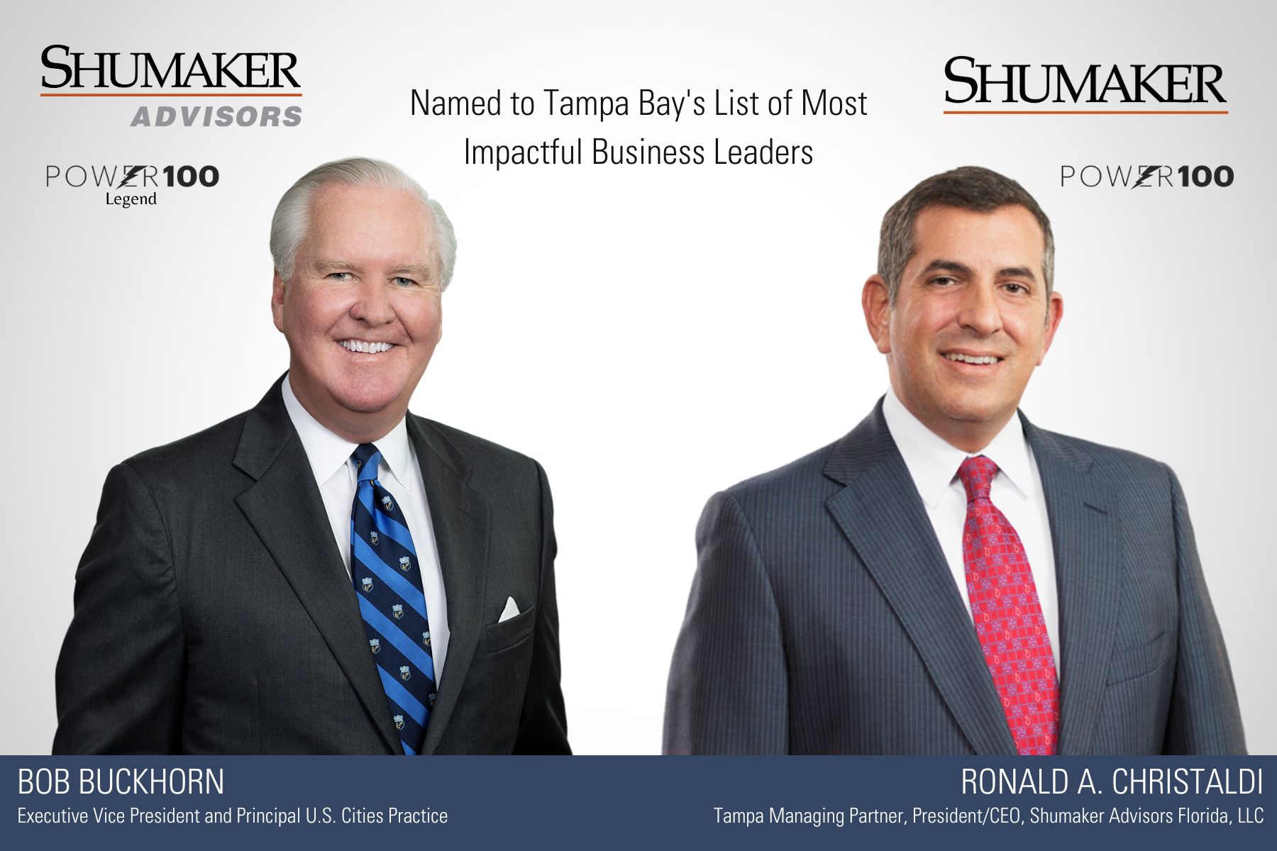 Bob Buckhorn and Ronald A. Christaldi Named to Tampa Bay's List of Most Impactful Business Leaders