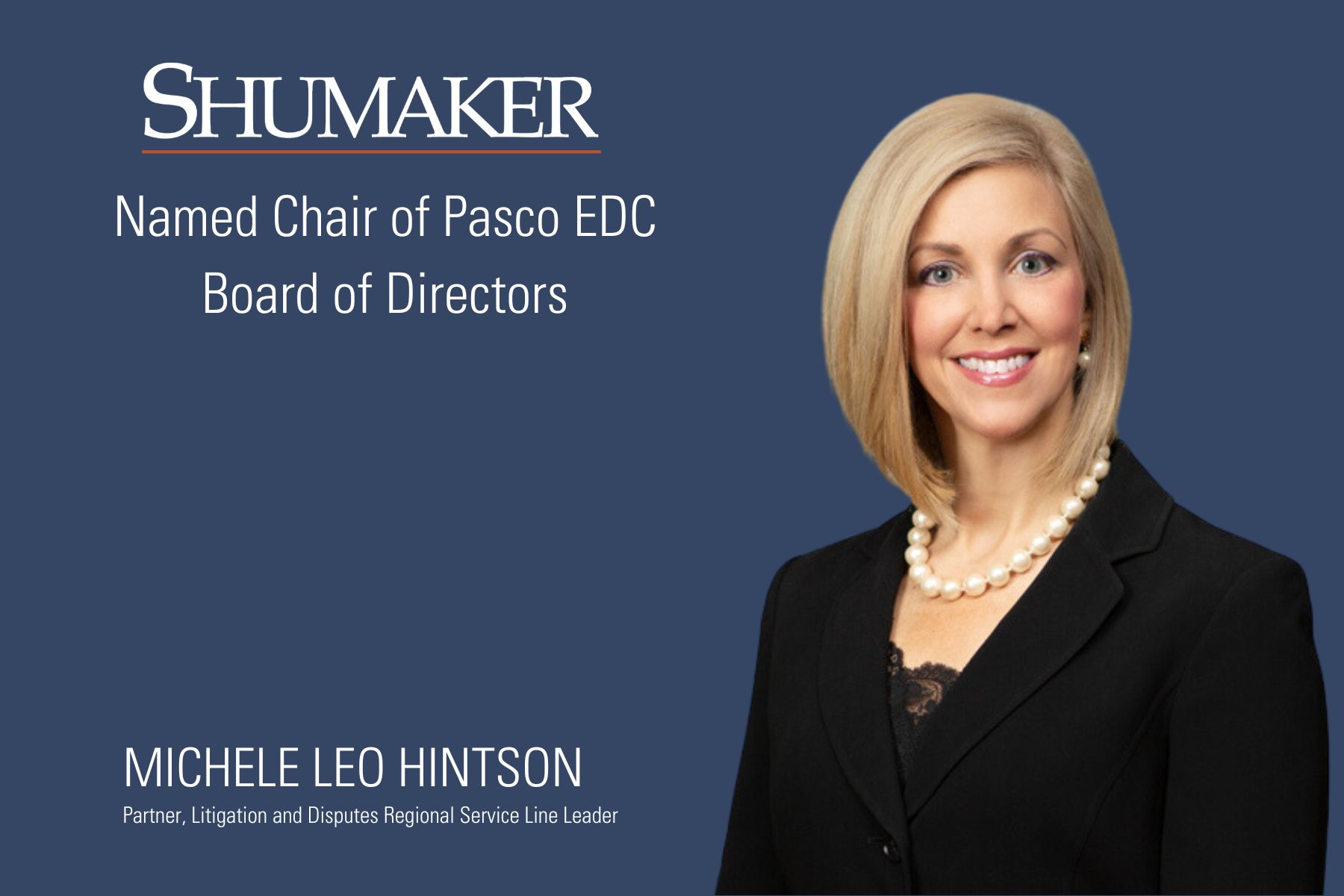 Michele Leo Hintson to Help Lead Pasco EDC’s Mission of Stimulating Balanced and Diversified Business Growth; Named Chair of Pasco EDC Board of Directors 
