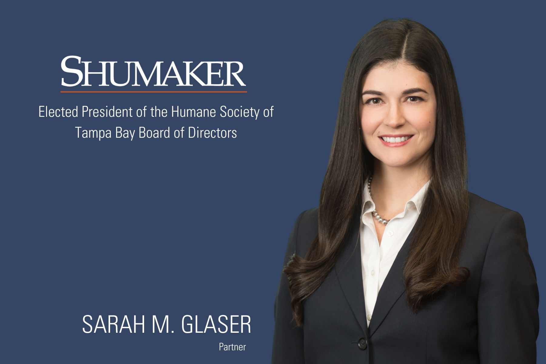Sarah M. Glaser Elected President of the Humane Society of Tampa Bay Board of Directors