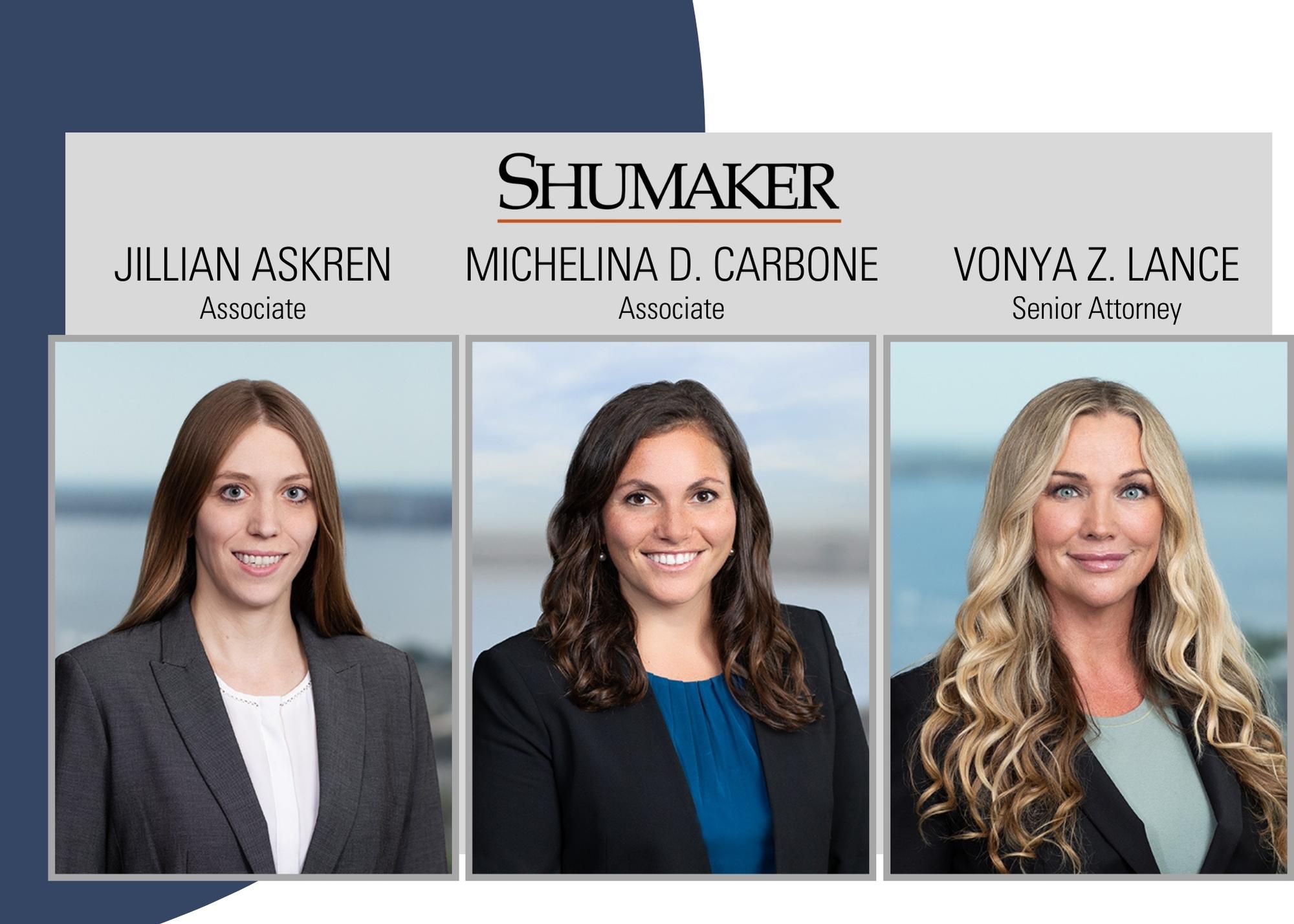 Shumaker’s Tampa Office Continues Growth Trajectory with Addition of Jillian Askren, Michelina D. Carbone, and Vonya Z. Lance